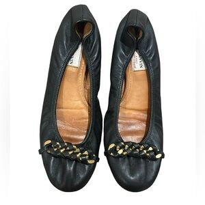 Lanvin black leather ballet flats with gold Size 7 women’s shoes